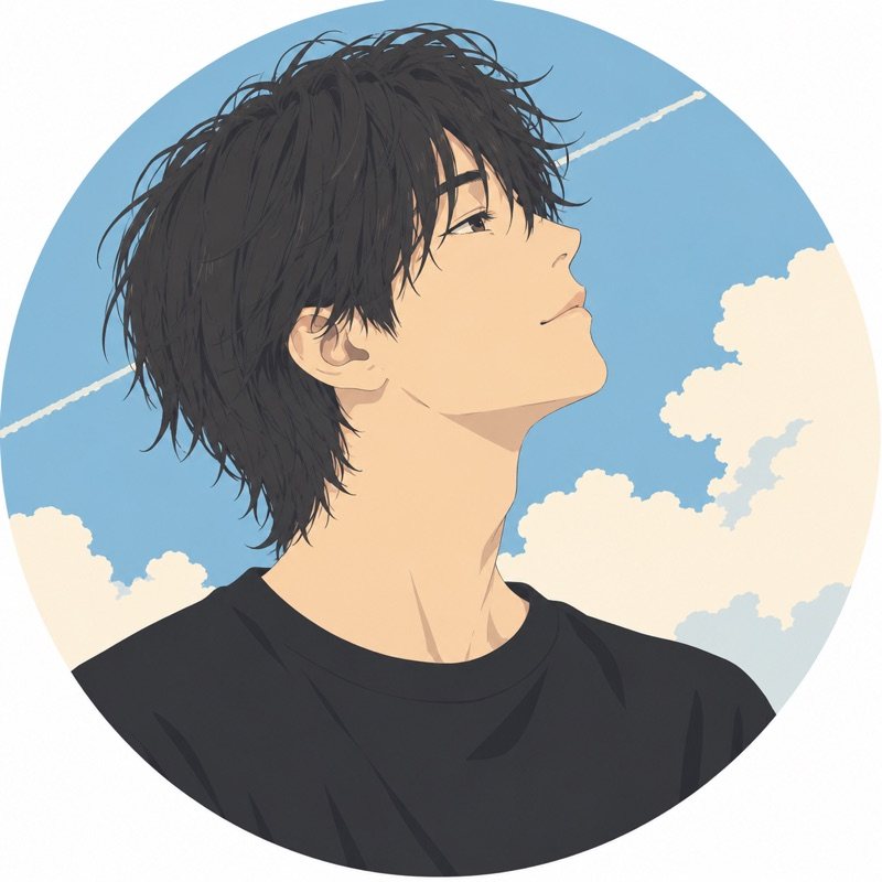 青空を見上げる常磐ソラのイラスト